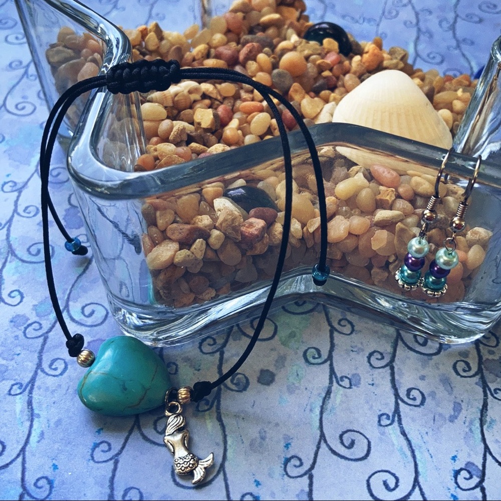 Mermaid 🧜‍♀️ blue Turquoise Stone set